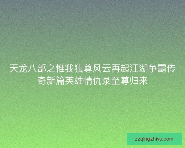 天龙八部之惟我独尊风云再起江湖争霸传奇新篇英雄情仇录至尊归来