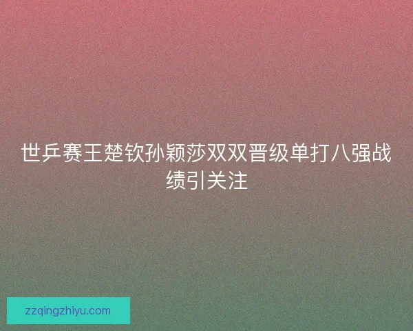 世乒赛王楚钦孙颖莎双双晋级单打八强战绩引关注