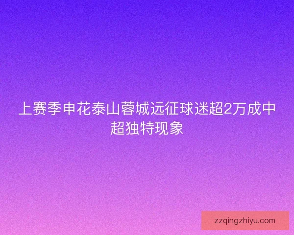 上赛季申花泰山蓉城远征球迷超2万成中超独特现象