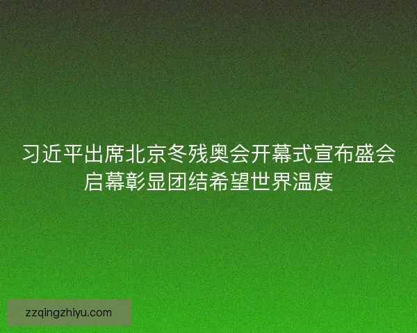 习近平出席北京冬残奥会开幕式宣布盛会启幕彰显团结希望世界温度