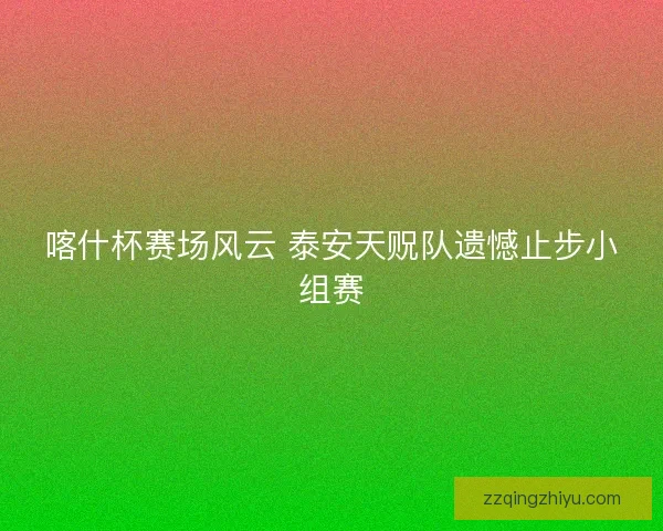 喀什杯赛场风云 泰安天贶队遗憾止步小组赛
